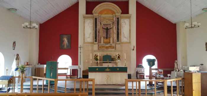 Picture of the church altar at St. Simon Stock Catholic Church in South Ashford.